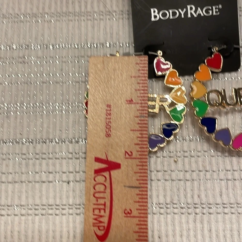 NWT Spencer's Body Rage Pride Earrings Bundle - Rainbow & Queer Heart 2-Pair Set